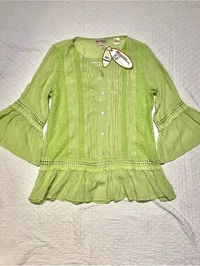 Boho Green Lace Top